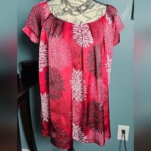Dress Barn Women's Short Sleeve Peasant Blouse Red/White/Blk Size 14/16